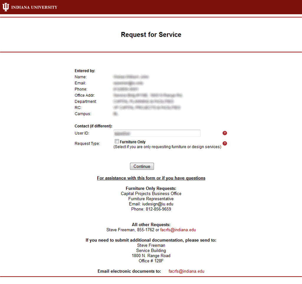 Furniture Request (RFS) All IU Campuses One.IU